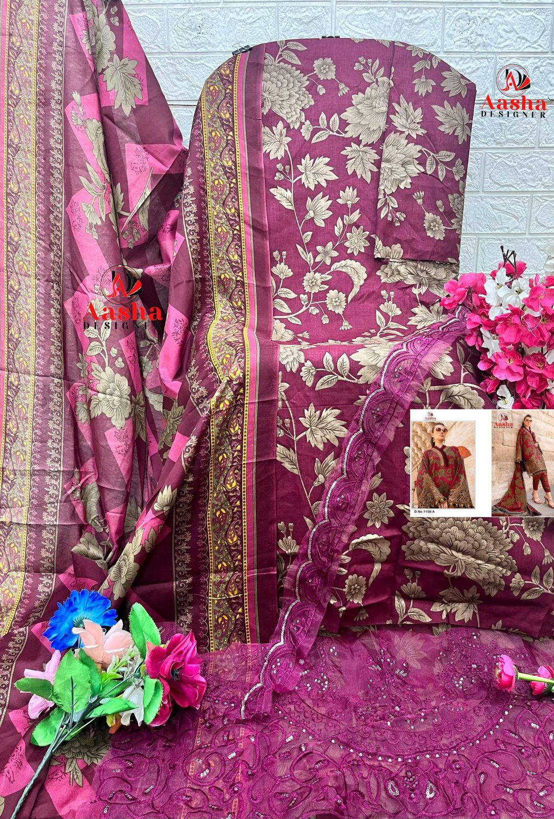 Aasha 1158 A and B Cotton Printed Pakistani Suits Suppliers In India